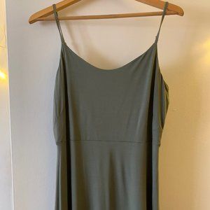 Loft Olive Green Knit Cami Midi Dress